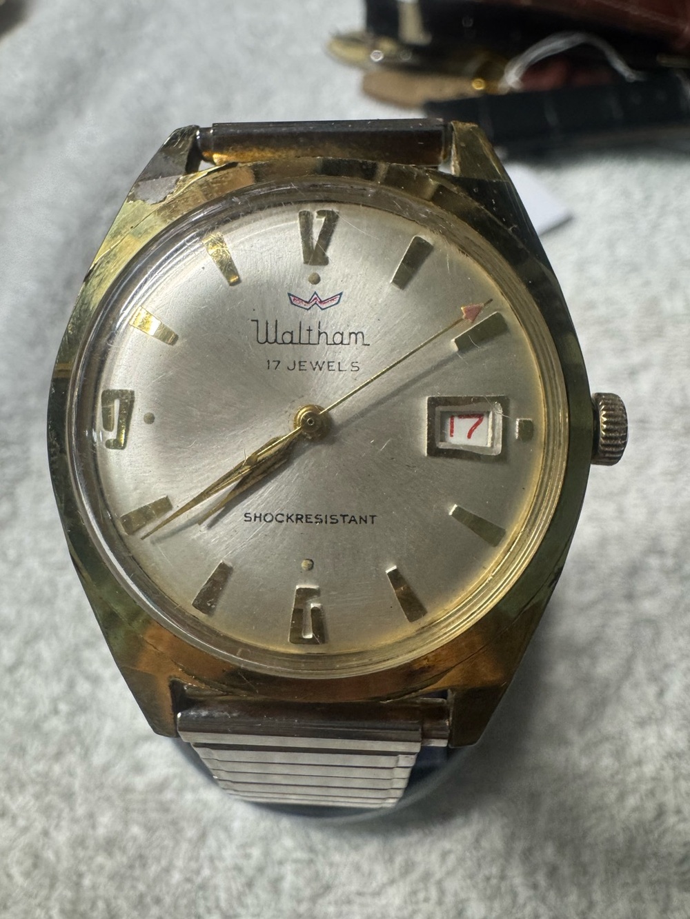 Waltham Men's Gold-Tone Shock Resistant Watch - Silver Dial